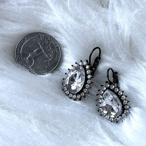 Black & Silver crystal costume jewelry earrings